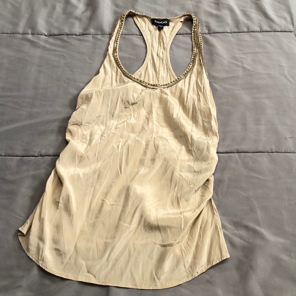 Bebe racer back silk top/tank. Size S.